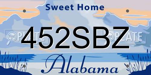 452SBZ Alabama License Plate