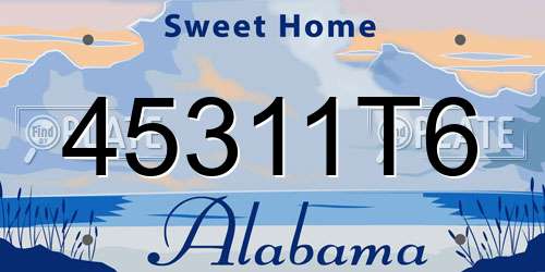 45311T6 Alabama License Plate