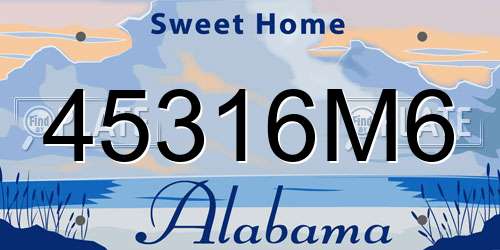45316M6 Alabama License Plate