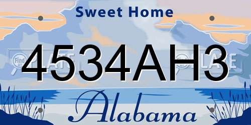 4534AH3 Alabama License Plate