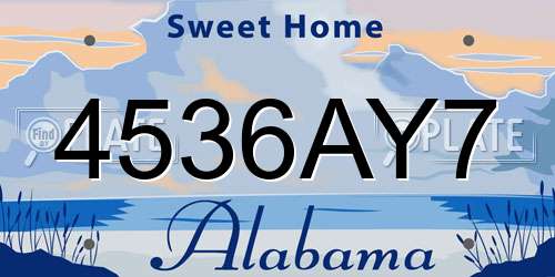 4536AY7 Alabama License Plate