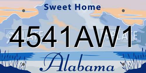 4541AW1 Alabama License Plate