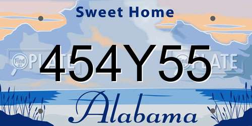 454Y55 Alabama License Plate