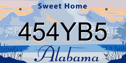 454YB5 Alabama License Plate