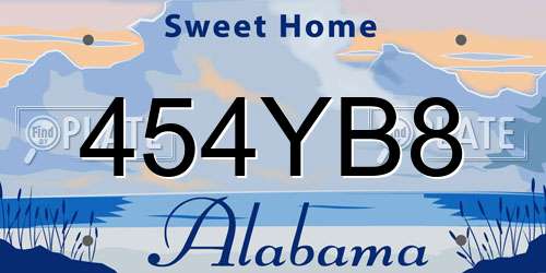 454YB8 Alabama License Plate