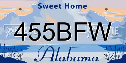 455BFW Alabama License Plate