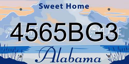 4565BG3 Alabama License Plate