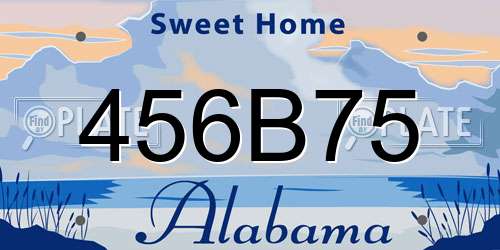 456B75 Alabama License Plate