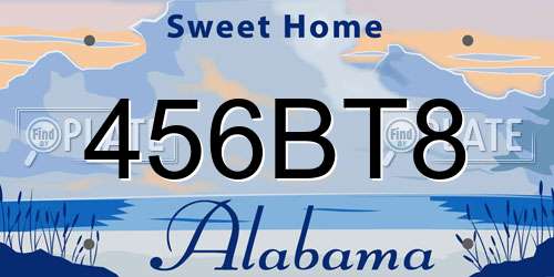456BT8 Alabama License Plate