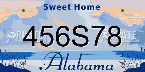 456S78 Alabama License Plate