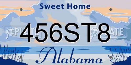 456ST8 Alabama License Plate