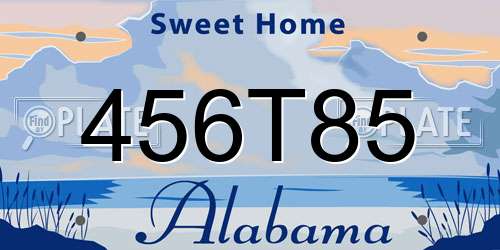 456T85 Alabama License Plate