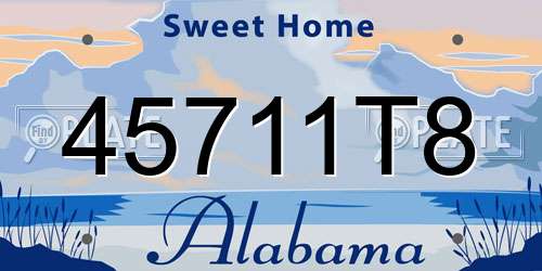 45711T8 Alabama License Plate