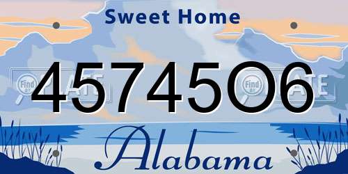 45745O6 Alabama License Plate