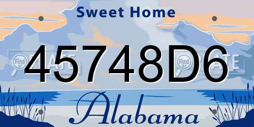 45748D6 Alabama License Plate