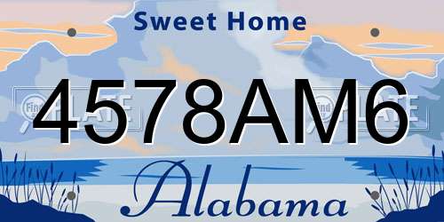 4578AM6 Alabama License Plate