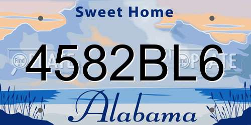 4582BL6 Alabama License Plate