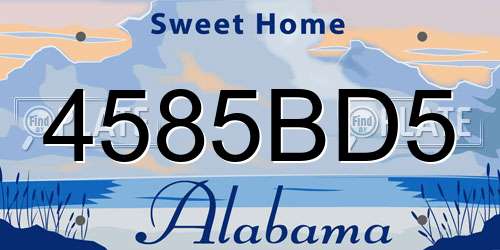 4585BD5 Alabama License Plate