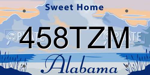 458TZM Alabama License Plate