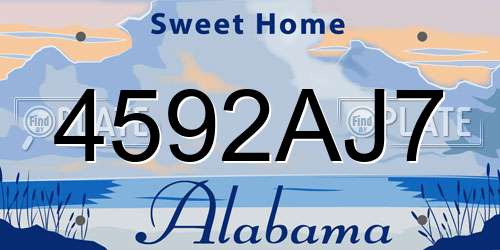 4592AJ7 Alabama License Plate