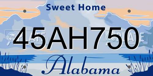 45AH750 Alabama License Plate
