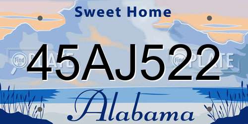 45AJ522 Alabama License Plate