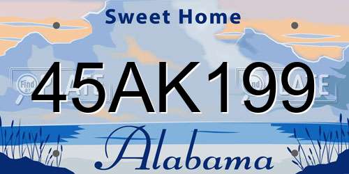 45AK199 Alabama License Plate