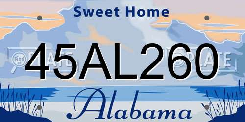 45AL260 Alabama License Plate