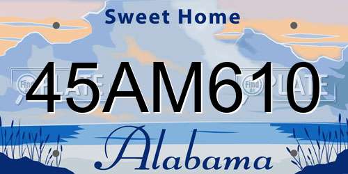 45AM610 Alabama License Plate