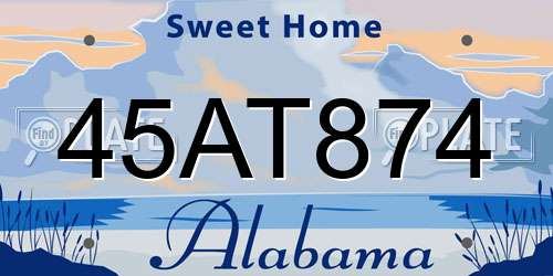 45AT874 Alabama License Plate