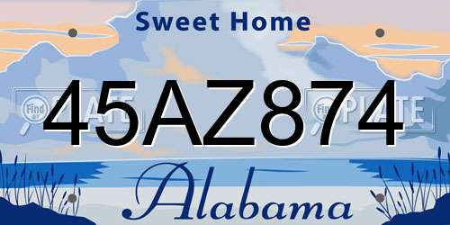 45AZ874 Alabama License Plate