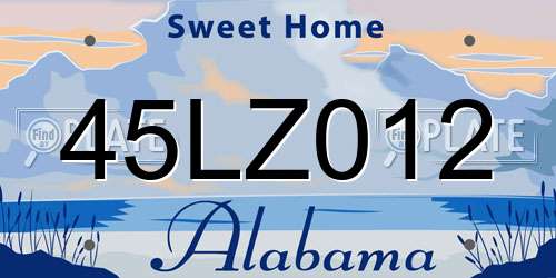 45LZ012 Alabama License Plate