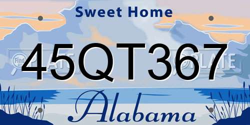 45QT367 Alabama License Plate