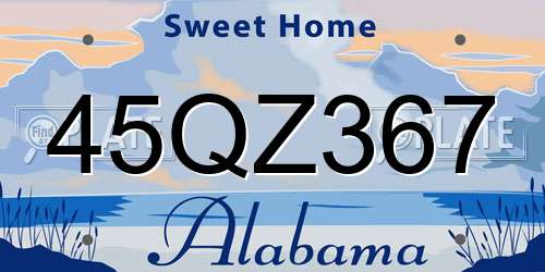 45QZ367 Alabama License Plate