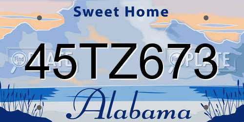 45TZ673 Alabama License Plate