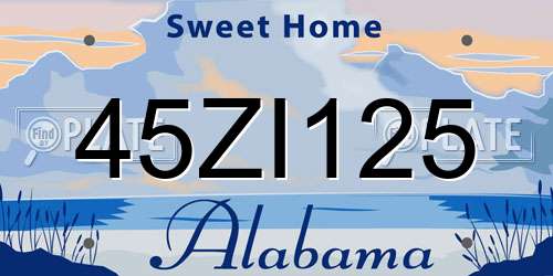45ZI125 Alabama License Plate
