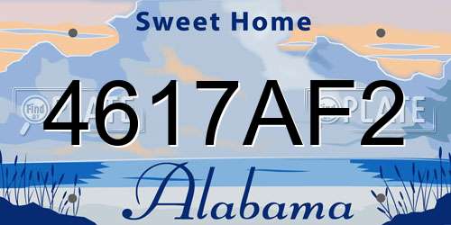 4617AF2 Alabama License Plate