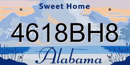 4618BH8 Alabama License Plate