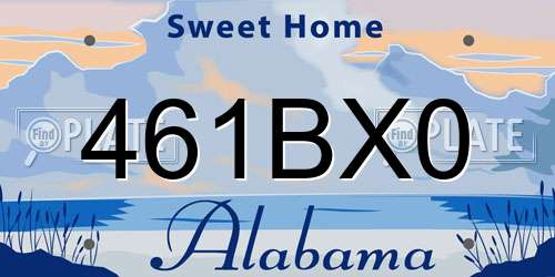 461BX0 Alabama License Plate