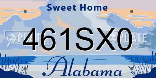 461SX0 Alabama License Plate