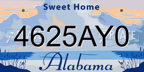 4625AY0 Alabama License Plate