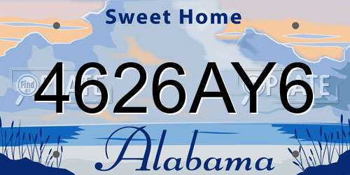 4626AY6 Alabama License Plate