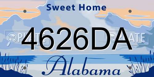 4626DA Alabama License Plate