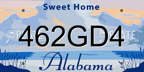 462GD4 Alabama License Plate