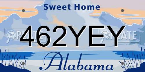 462YEY Alabama License Plate