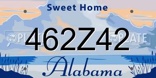462Z42 Alabama License Plate