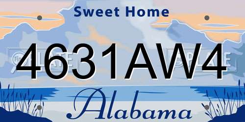 4631AW4 Alabama License Plate