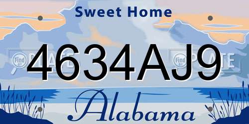 4634AJ9 Alabama License Plate