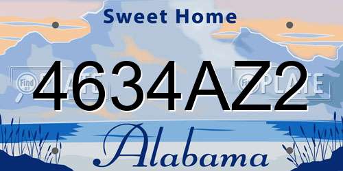 4634AZ2 Alabama License Plate