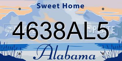 4638AL5 Alabama License Plate